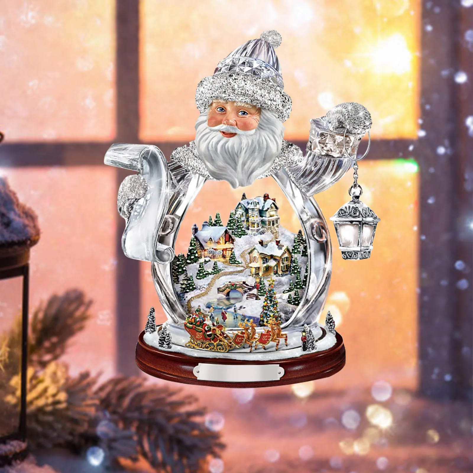 Christmas Santa Claus Rotating Sculpture Train Decorations Window Paste Stickers Hot products popular choice Gifts For Friends