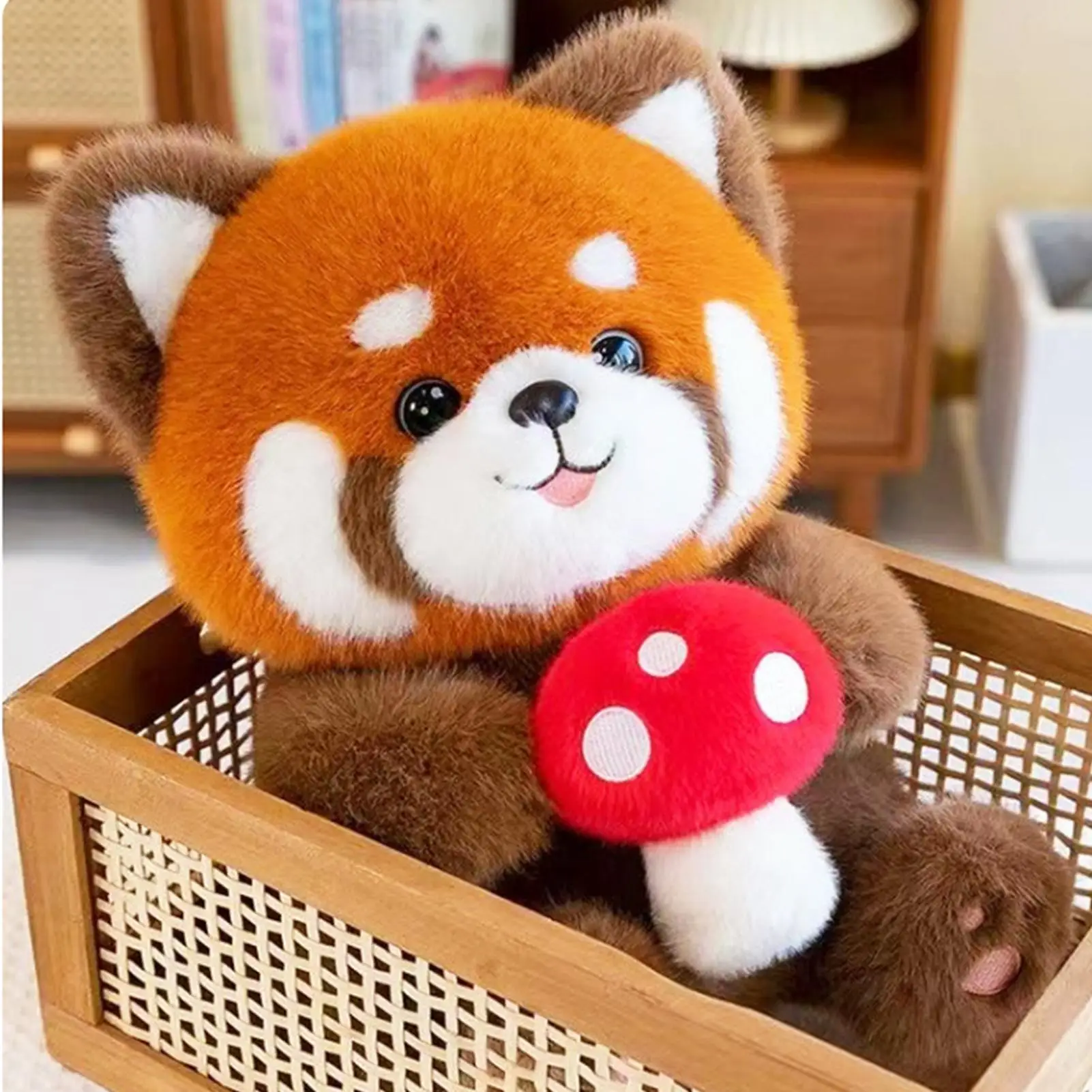 30 cm rotes Panda-Plüschtier, Stofftierpuppe, kuschelig, weich, kuschelig, Dekor für Jungen, Mädchen, Teenager, Erwachsene, Familie, Zuhause, Weihnachtsgeschenk