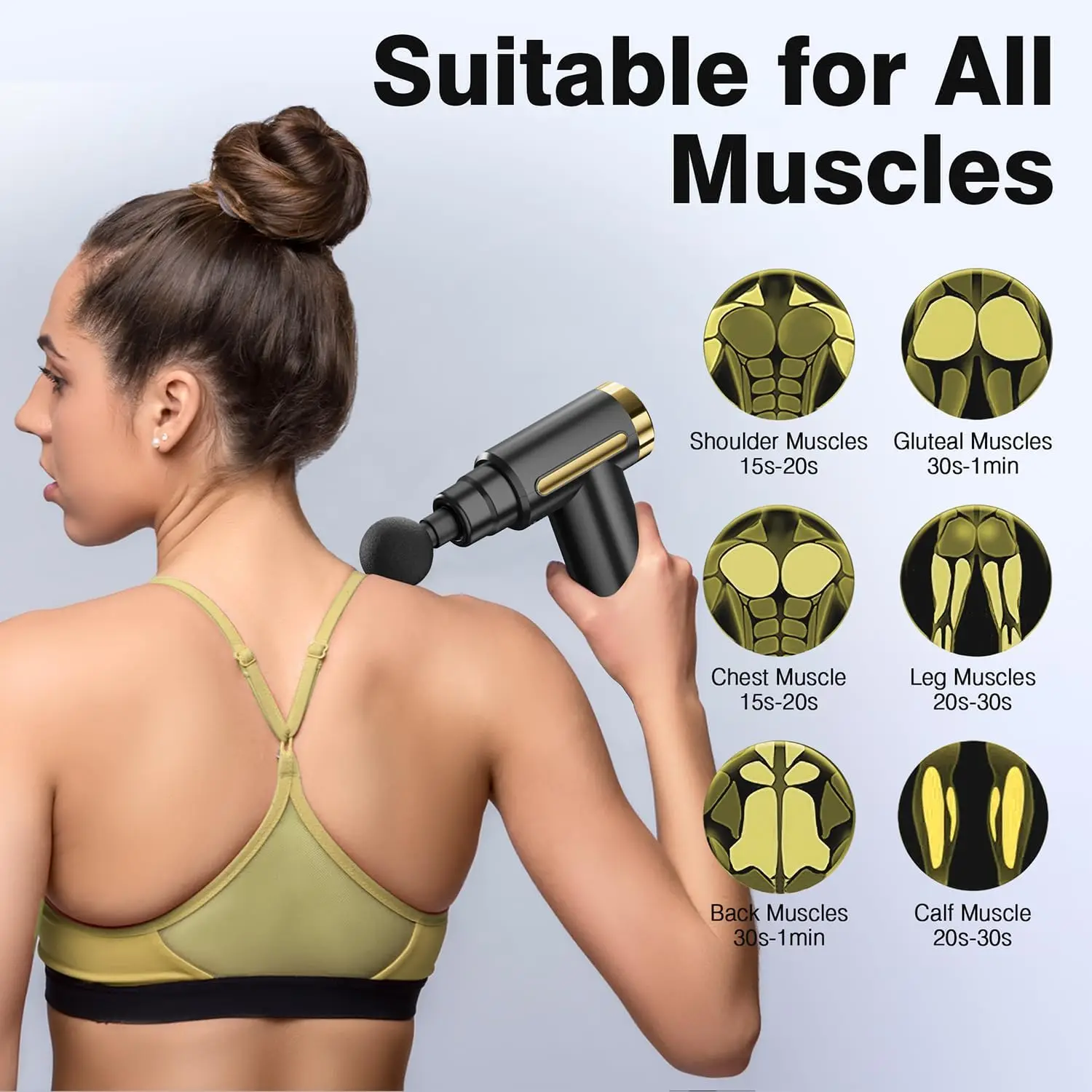 Mini Fascial Massage Gun Electric Percussion Pistol Massager Body Relaxation With LED Screen 4Replaceable Massage Head