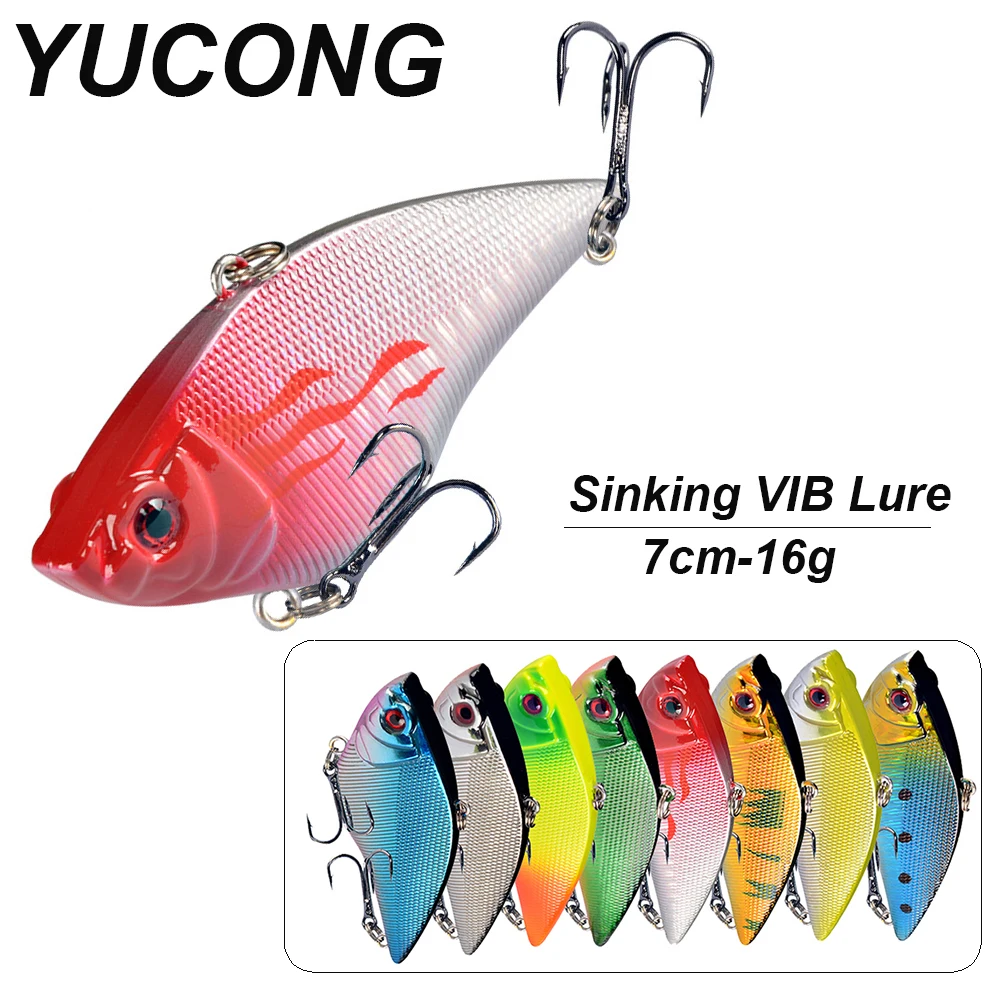 YUCONG 1PC VIB Lure 7cm-16g Noisy Fishing Bait Trolling Jerkbait Sinking Hard Wobbler Long Casting leurre peche cebo duro Isca