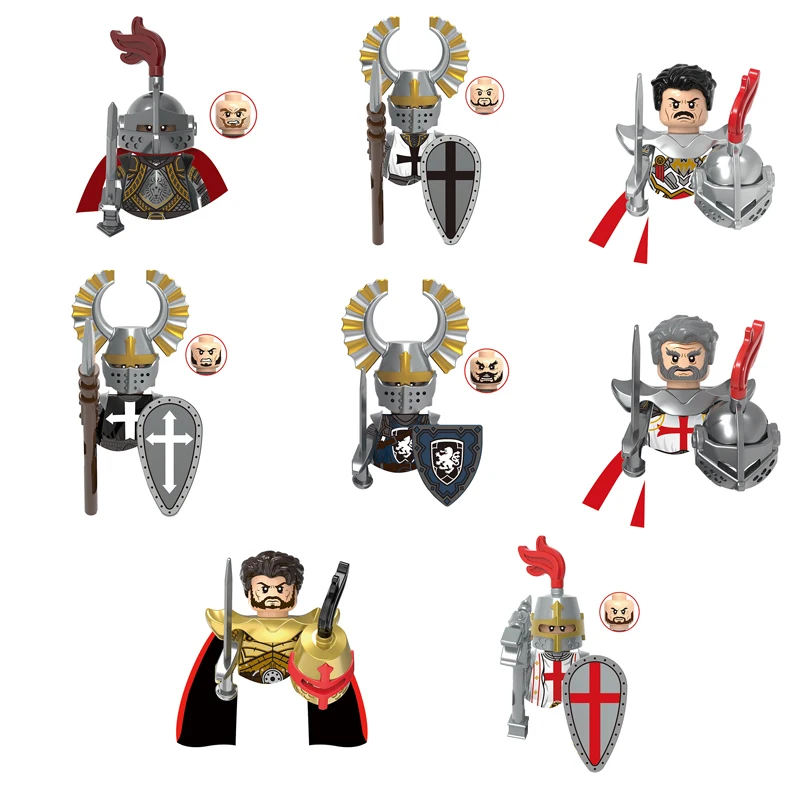 

Medieval Knight Serie Figures Building Blocks Warrior Soldiers Guards Lion Heart Hospital Teutonic Knight Battle Pastor Kid Gift