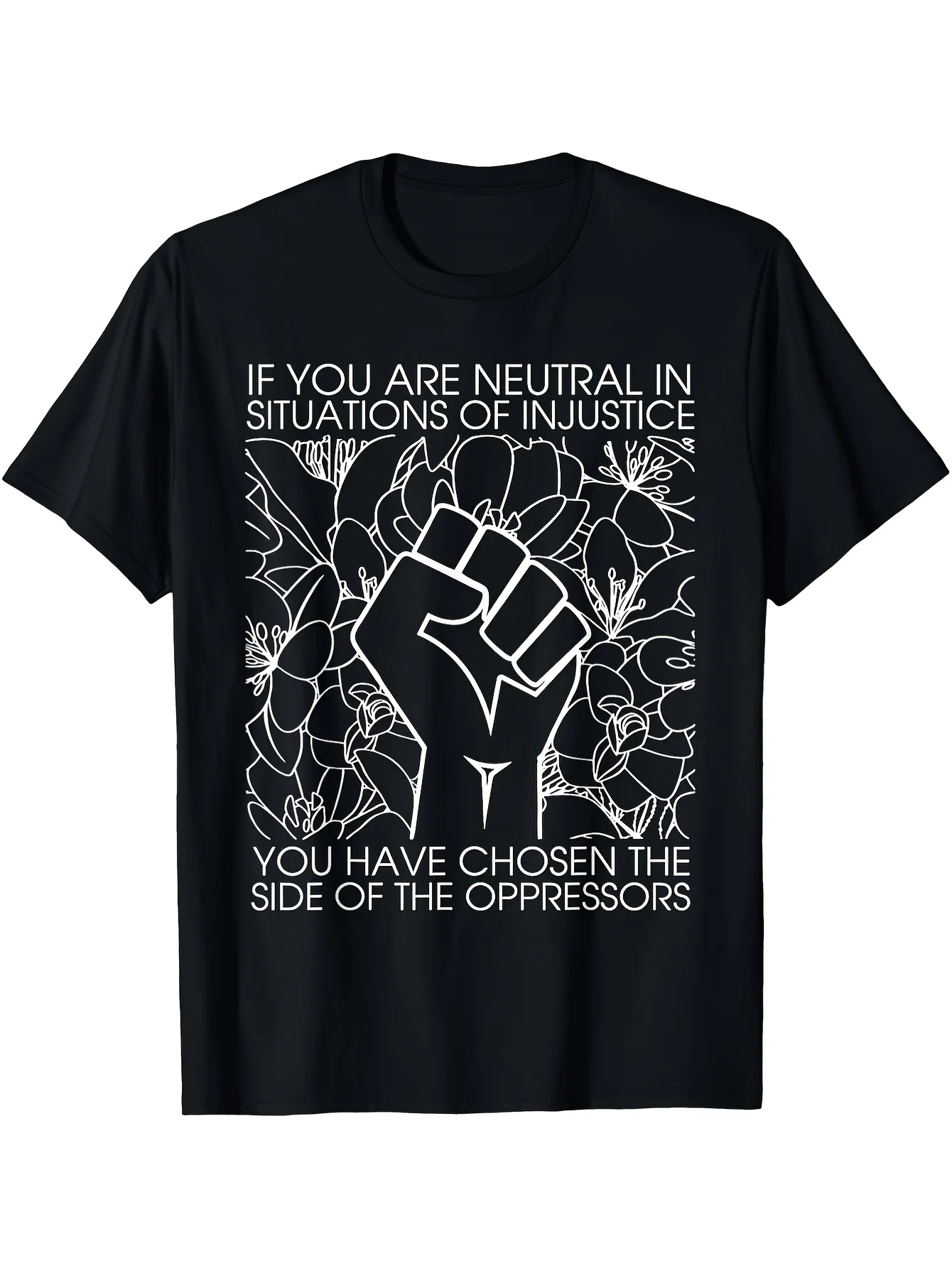 Men's & Women's Equality Slogan T-Shirt 100% Cotton Soft Breathable Unisex Streetwear Raised Fist Symbol Social Justice Quote