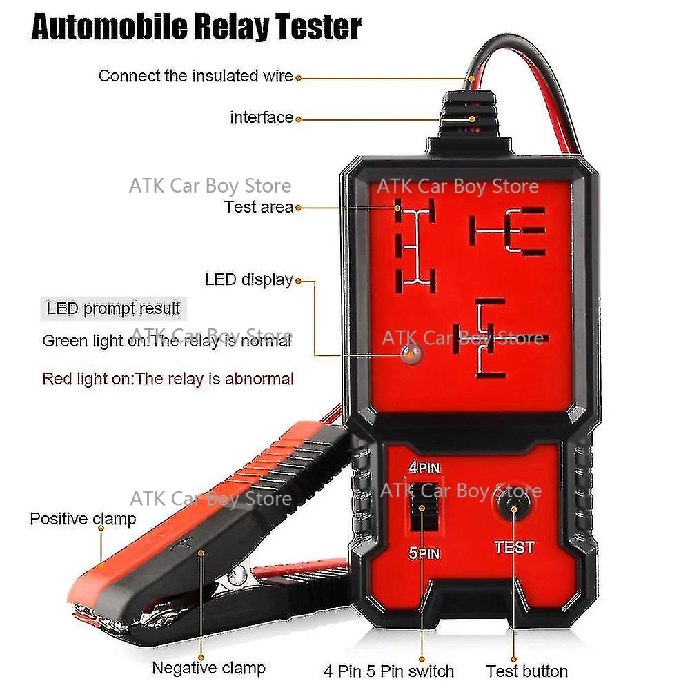 2024 A-ER BJ-707 Automotive Relay Tester 12V Rapid Detection Relay Normal Use Suitable for Automotive Relay Professional Toolbox