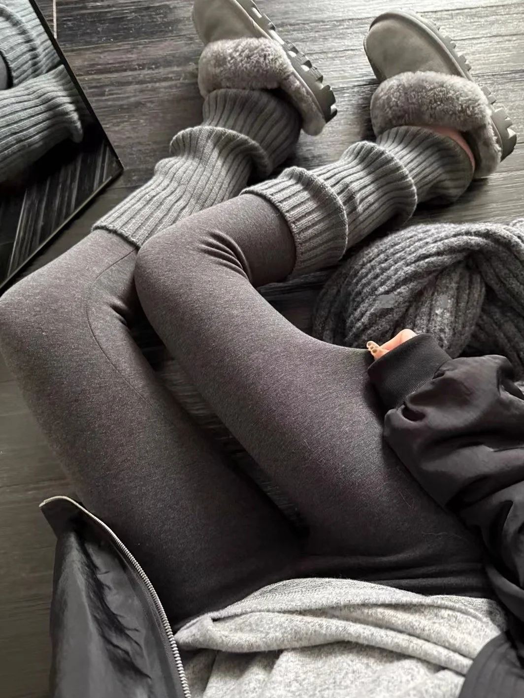 High Waist Fce Lined ark Skin Pants Women's Yoga Pants Autumn Winter New Sle Warmth Leggings Casual Long Pants