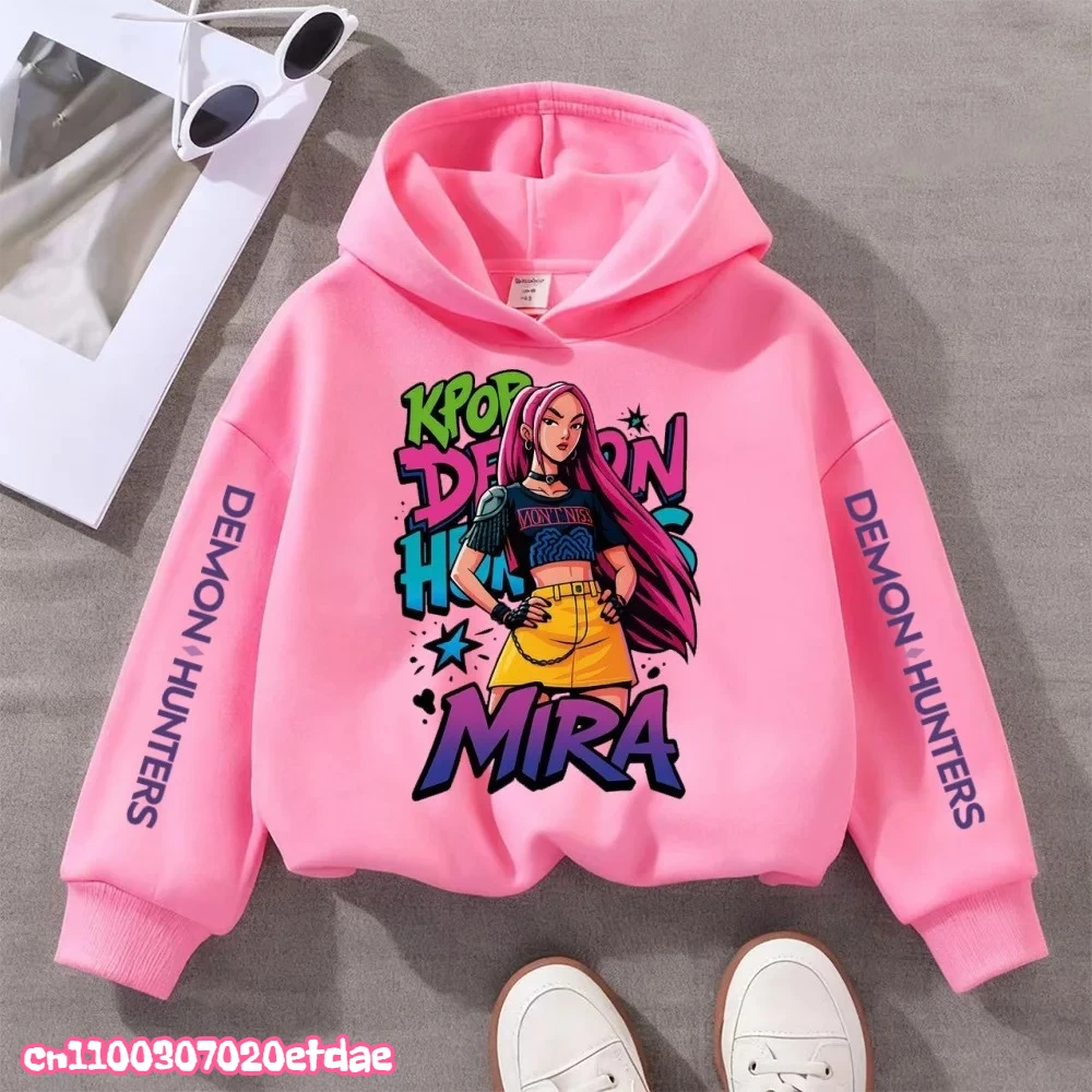 2025 فيلم KPop شيطان الصيادين الكرتون الفتيات الفتيان هوديس الأطفال الكورية موجة طباعة موضة بلايز عادية ملابس الفتيات عادية