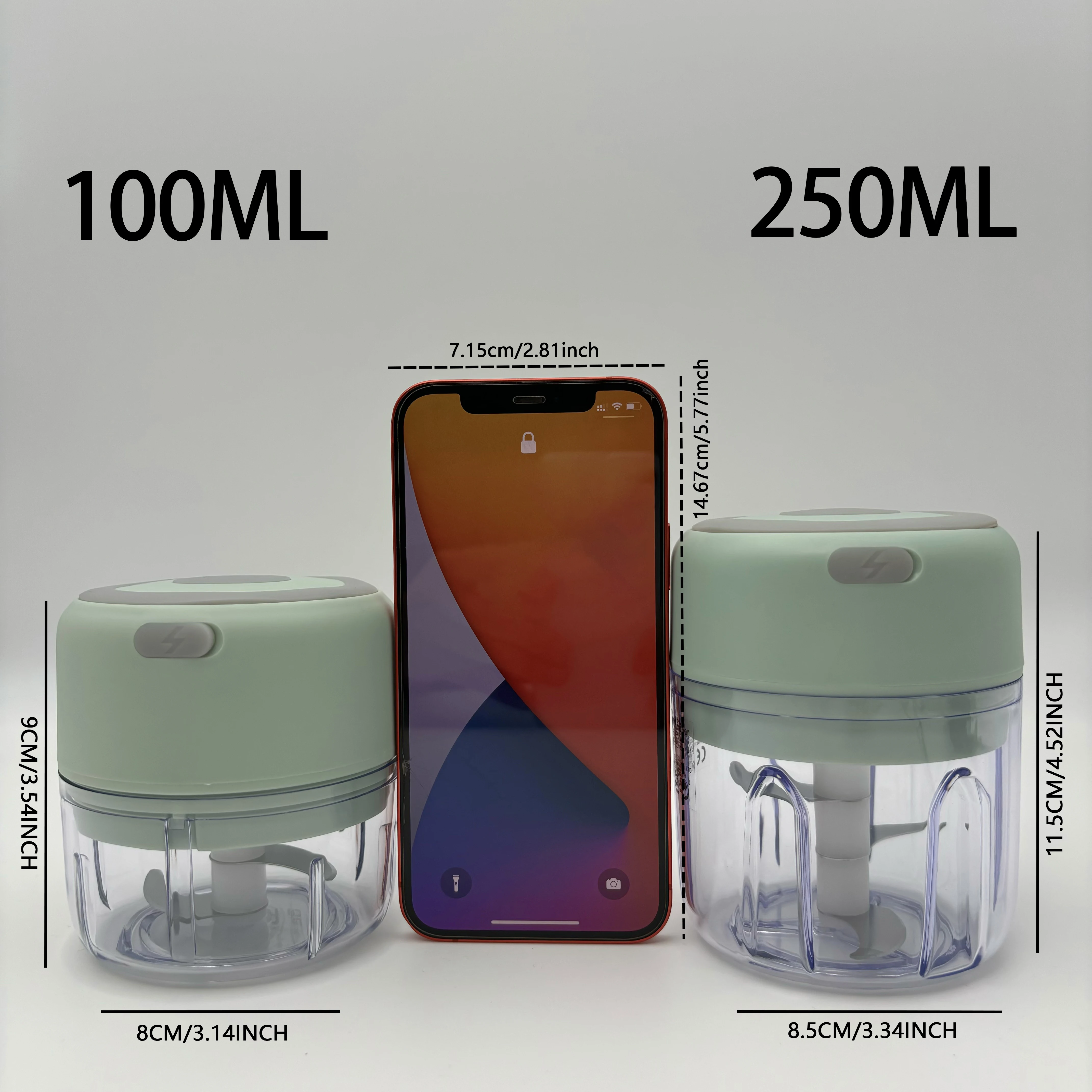 100ml/250ml Elektryczna mini rozdrabniacz do czosnku - akumulatorowy rozdrabniacz USB z mocną baterią litową, łatwa maszynka do mielenia mięsa