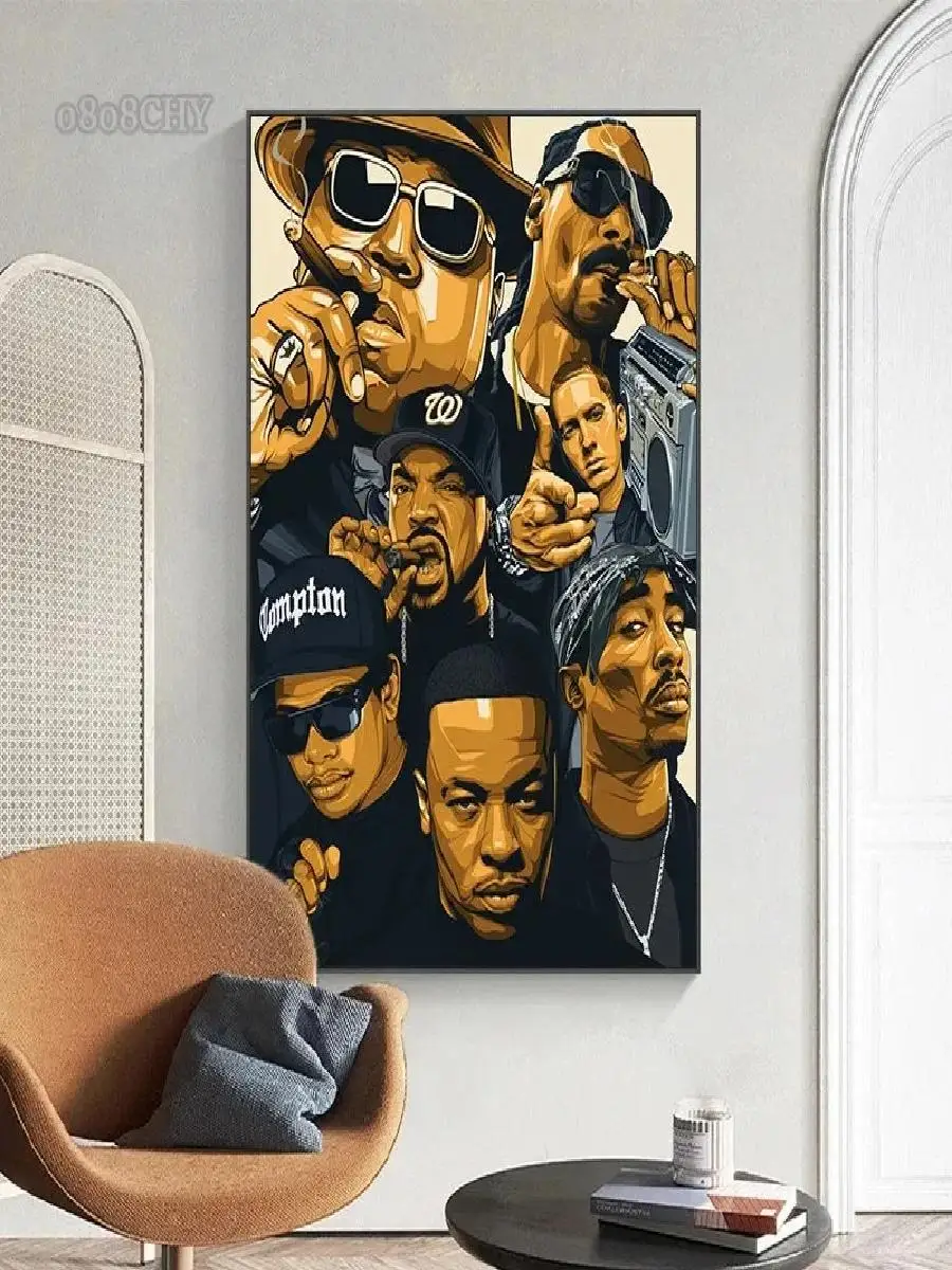 West Coast Rappers Canvas Print  Notorious BIG Tupac Shakur Wall Art  Famous Hip Hop Singer Posters  Biggie Smalls Mural  Home D