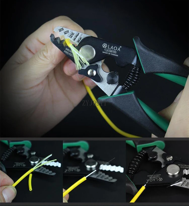 3/5-جزء شكل الألياف تجريد كماشة سلك متجرد المهنية S45C سبائك الصلب البصرية تجريد Multitool