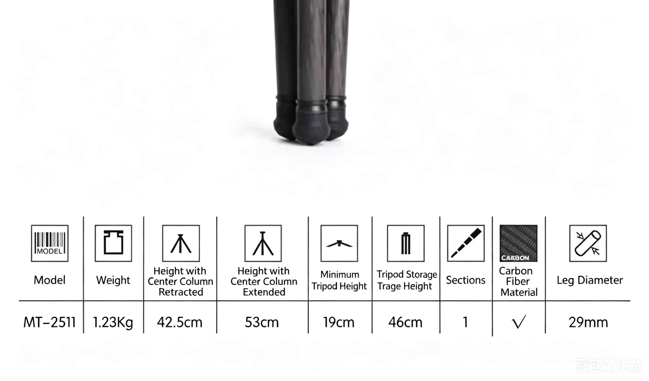 Marsace MT-2511 Heavy-Duty Carbon Fiber Tripods for Urban Exploration, Long Exposure Seascape & Low-Level Shooting