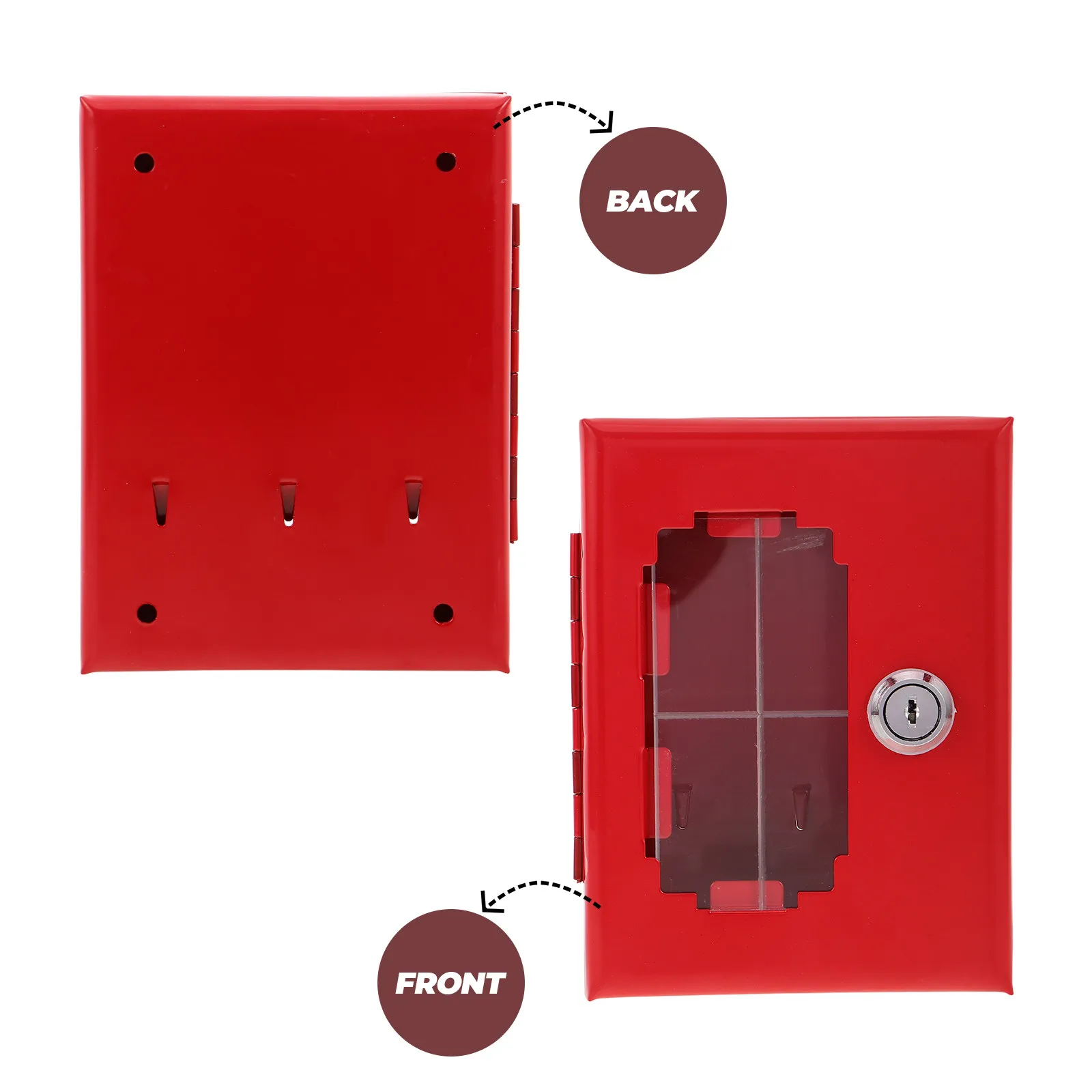 Wall Mounted Metal Emergency Key Lock Box Breakable Glass Window Alarm Fire Key Storage Lock Box for Home Gate Office Security
