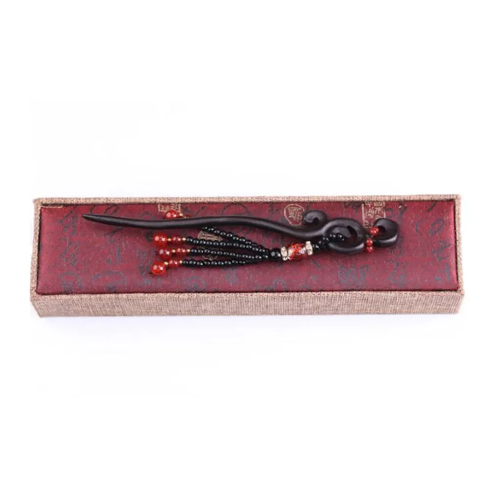 

Vintage Fringed Sandalwood Hairpin Retro Up-Do Hair Ornaments Chinese Style Decorative Hair Jewelry For Women