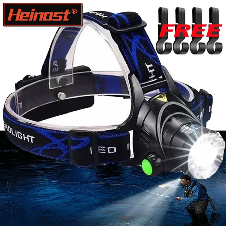 Powerful T6 Led Headlamp 3 Modes Headlight Zoom Head Lamp Flashlight Torch by 2x18650 battery USB Rechargeable Fishing Lantern