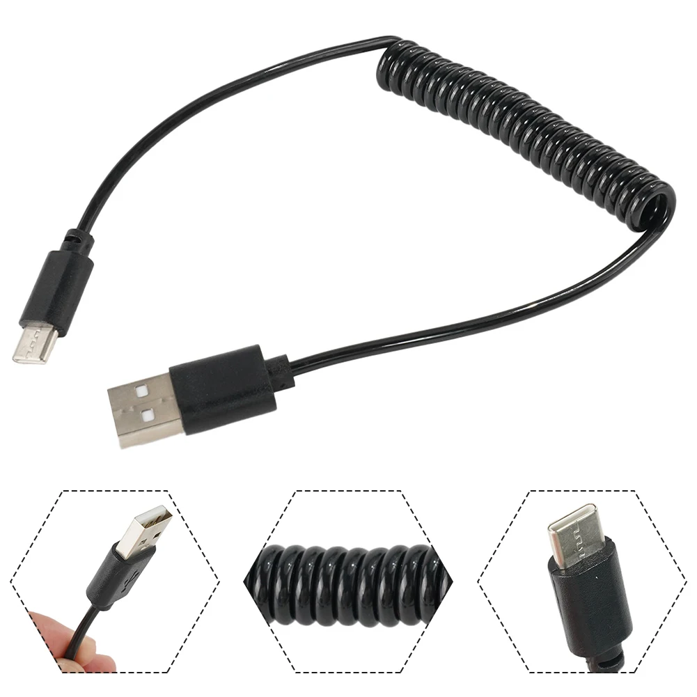 1.2m ประเภท C สายเคเบิลอะแดปเตอร์ชาร์จสายไฟอุปกรณ์เสริม 2.4A USB C Data Sync Spring สําหรับ Android ปฏิบัติ