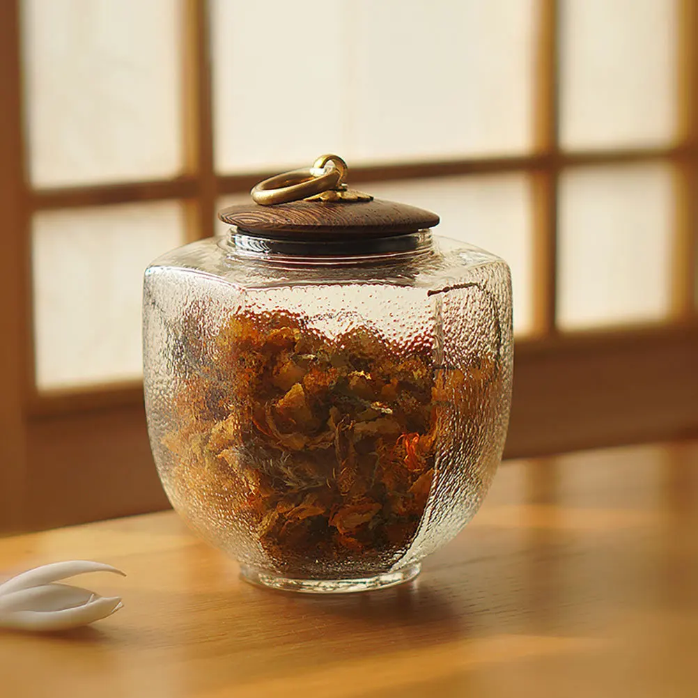 

Tea Sealed Jar 1200Ml Thickened Glass Storage Jar with Airtight Lid for Honey Dried Fruit Cereal Jam Pickles Japanese Style