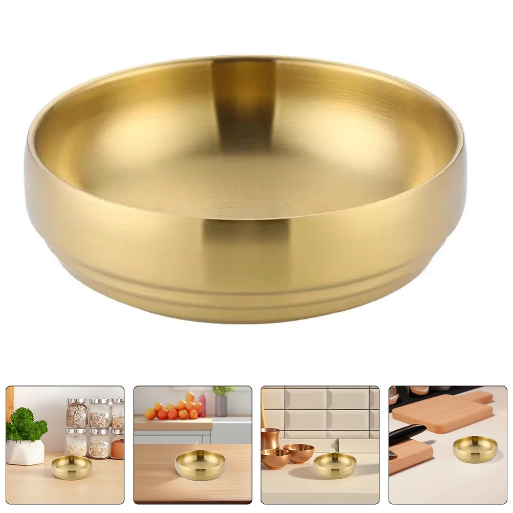 

BESTOYARD 6Pcs Golden Stainless Steel Layer Kimchi Bowls for Condiments Dipping Storage