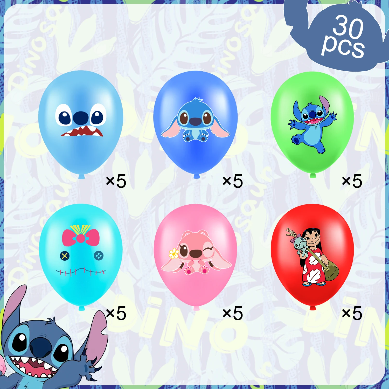 Stitch Birthday Party Balloons,Stitch Birthday Party Decorations-30pcs Stitch Balloons,Including 6 Styles and Patterns ﻿