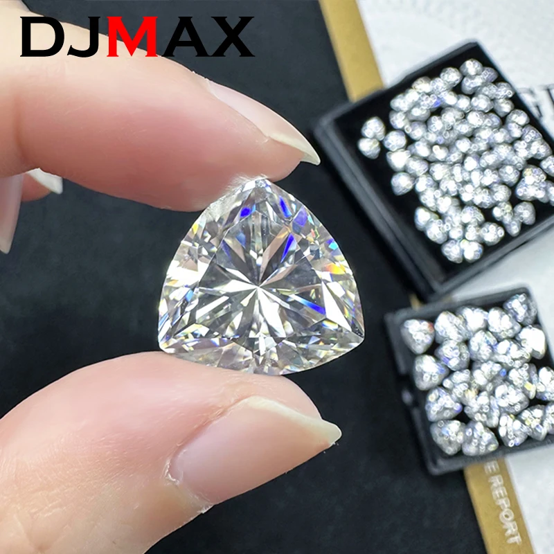 DJMAX 0.1-20ct Trillion Cut Moissanite Loose Stones Full Triangle Moissanite Diamond Gemstones D Color & VVS1 For Jewelry Making