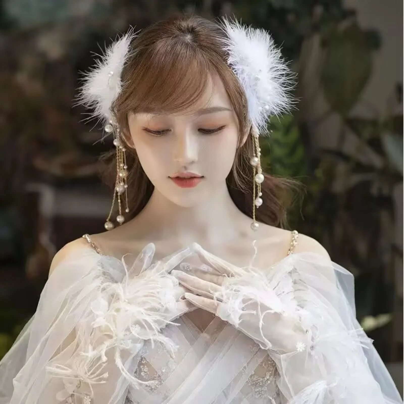 1PC White Feather H…