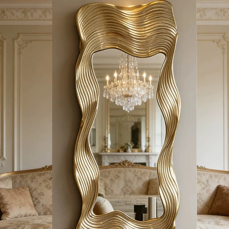American full-length mirror wall hanging, French classical special-shaped mirror creative home fitting mirror art decorative