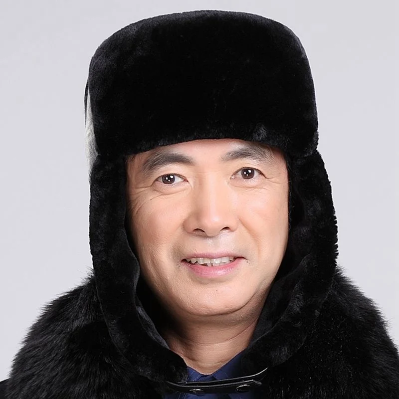 Winter Warm Earflap Trapper Russian Hat Thicken Lining Skiing Windproof Solid Color Beanies Ushanka Bomber Cap Lei Feng gorras