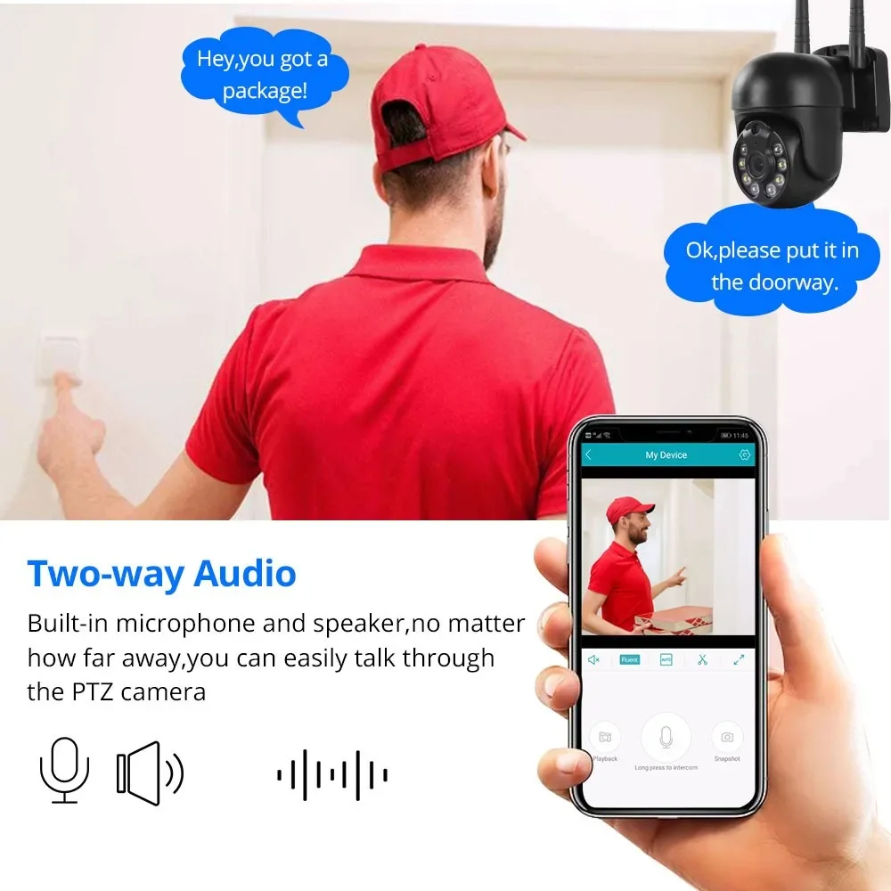 ระบบกล้องวงจรปิดไร้สาย 4CH HD แบบโดม NVR ชุดกล้องวงจรปิด Wifi สำหรับภายนอกอาคาร ความละเอียด 3MP กล้อง IP หมุนได้ ระบบรักษาความปลอดภัย พร้อมจอ LCD