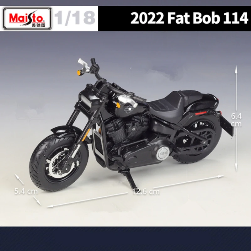 Maisto 1:18 Harley Davidson 2022 Fat Bob 114 Alloy Sports Motorcycle Metal Street Race Motorcycle Model Simulation Kids Toy Gift