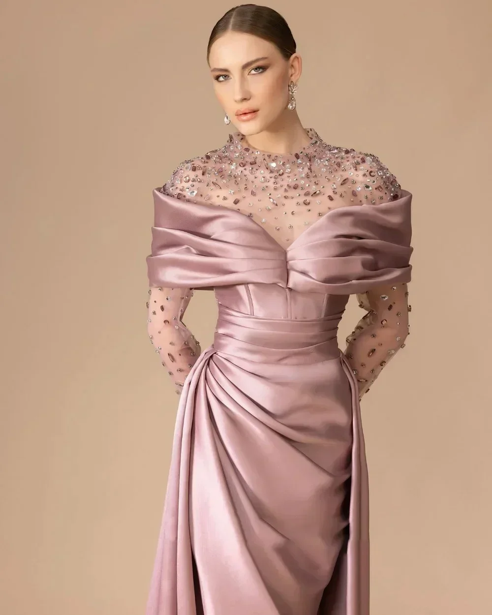 فساتين كوكتيل مخصصة أنيقة مطوي ألف خط الطابق طول فستان سهرة طويل رائعة عالية الجودة حفلة موسيقية ثوب للنساء #3