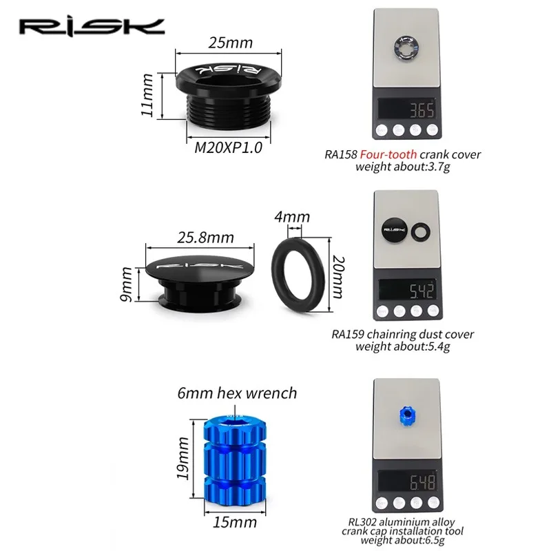 RISK bicycle crank cover Aluminum bicycle crank screw Dust Cover For Shimano Deore XT SLX XTR 105 UT DA integrated hollow cranks - view 2