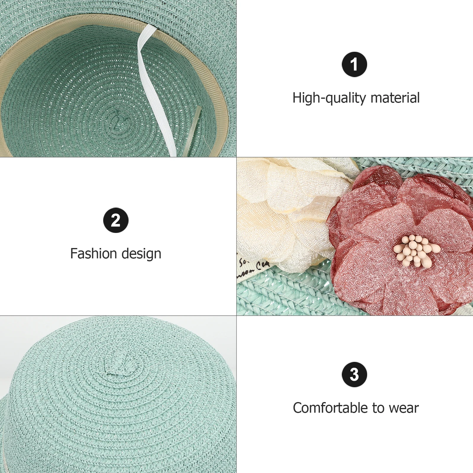 

2pcs Kids Straw Hat Storage Bag Set UV Beach Tote Sun Cap for Children Mixed Woven Cool Hat Outdoor Fashion