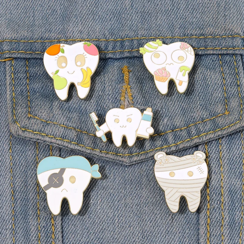 toothbrush tooth organ Medical treatment Enamel Brooch Heart Stethoscope Pins for Nurse Doctor Cartoon Love Backpack Lapel Bad