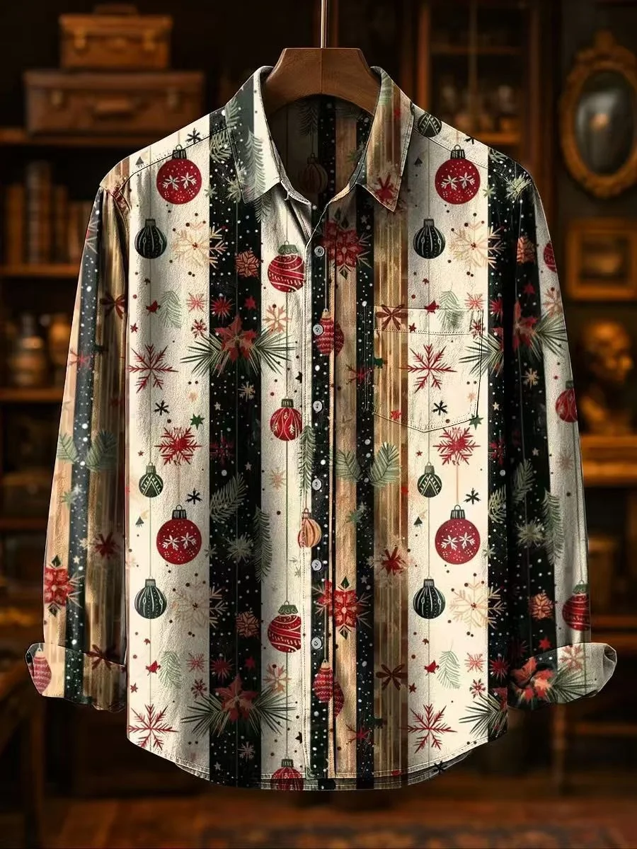 

2026 Retro New Men's Casual Shirt, Long-sleeved Collared Button-down Shirt Jacket, Stylish 3D Print