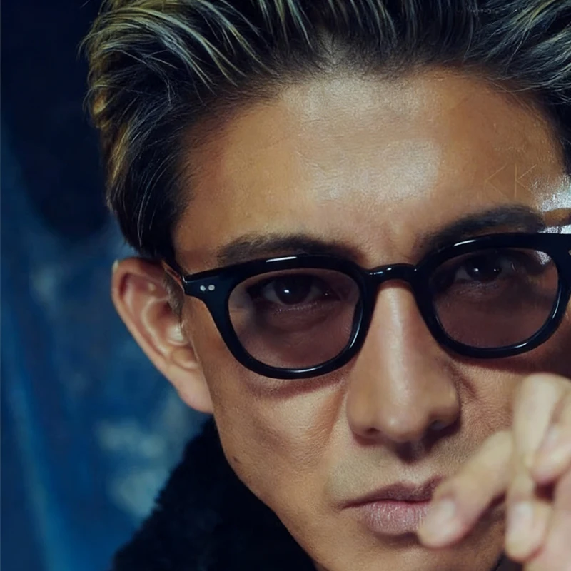 Japanese Retro Square Acetate Glasses Mens Handmade Eyeglasses Frame Women Fashion Round Spectacles Plate Eyewear High Quality