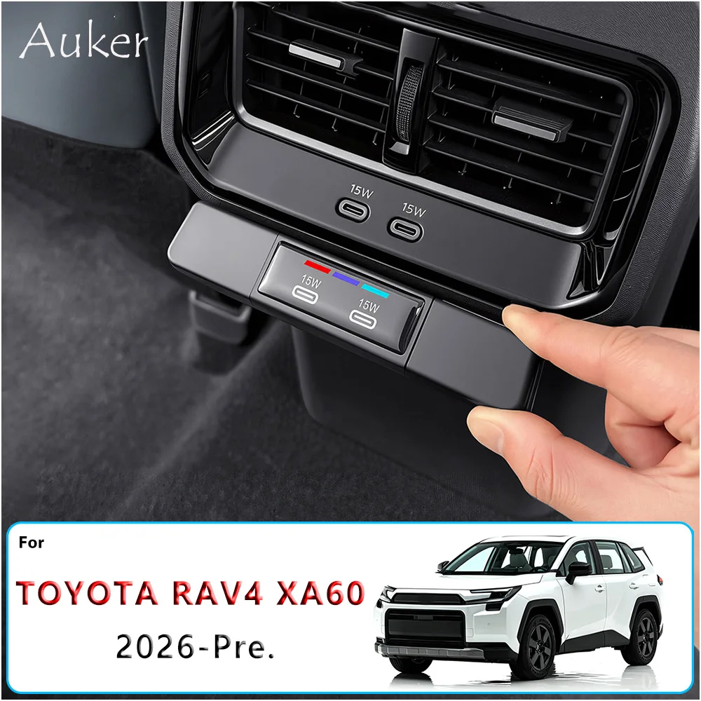 Hinterer USB-Dekorrahmen Schutzabdeckung Datenladeanschluss Modifikation Autozubehör für Toyota RAV4 XA60 2026-