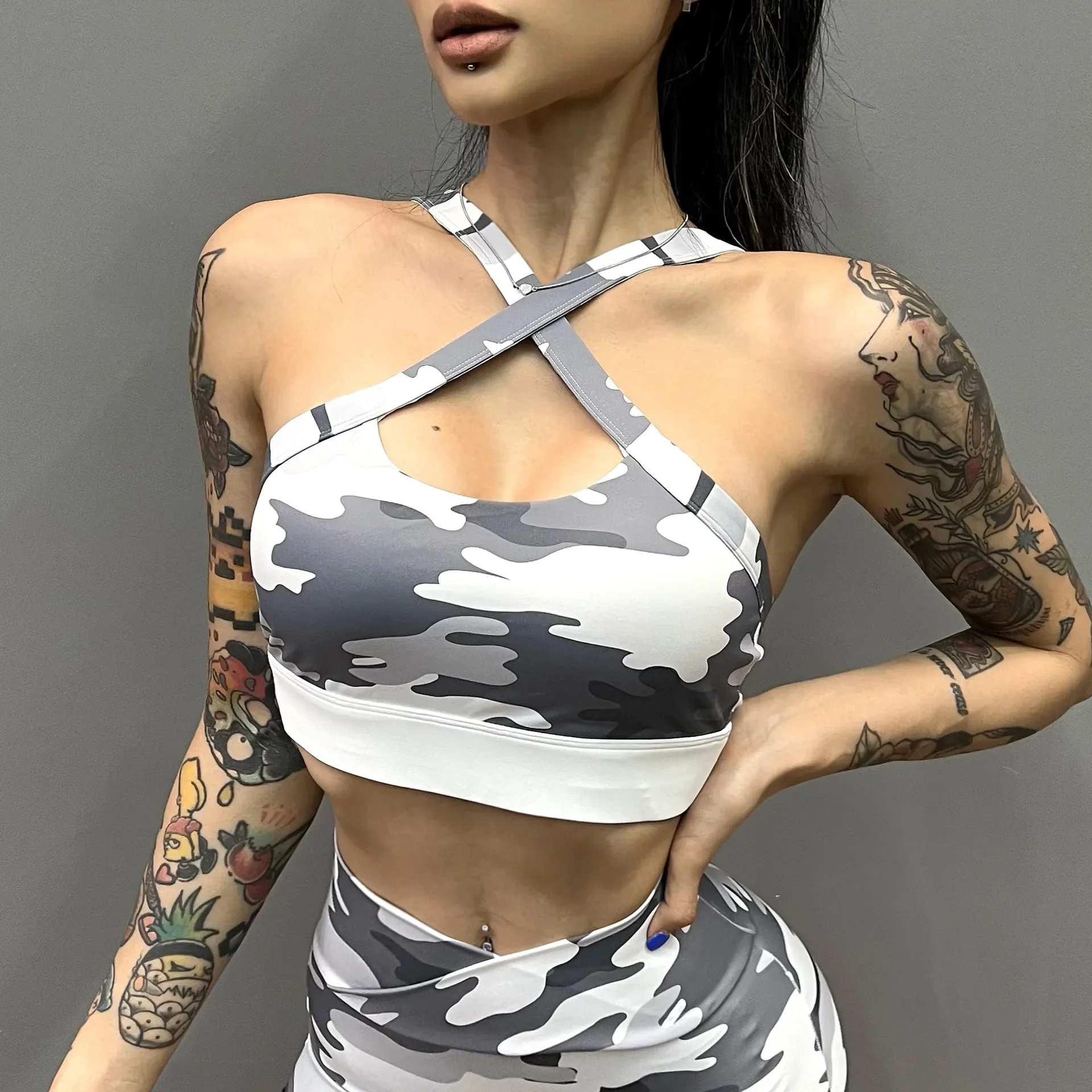 Lightweight Camouflage Fitness Yoga Bra Women's Running S ports Nudity Adjustable Underwear Elastic Breathable Shock-proof