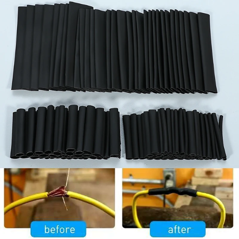 127Pcs Heat Shrink Tube Sleeving Tubing Assortment Kit Electrical Connection Electrical Wire Wrap Cable Waterproof Shrinkage 2:1