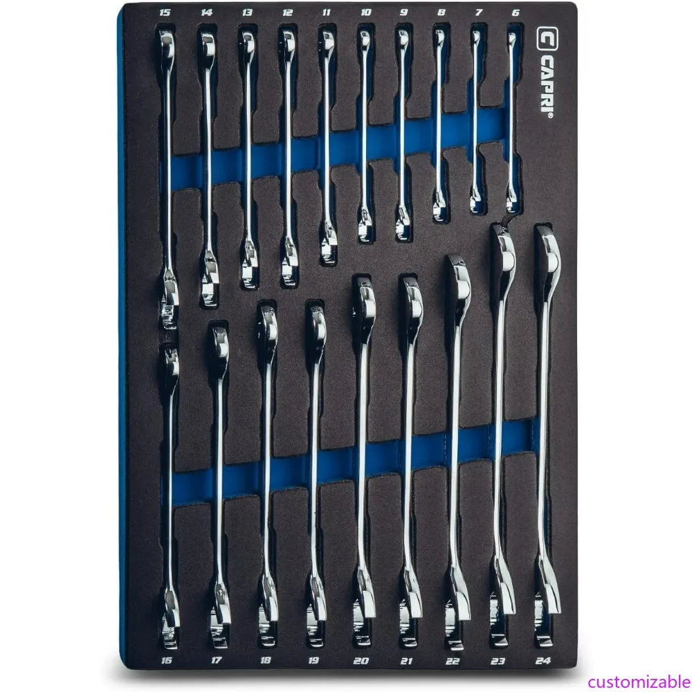 

Capri Tools Metric Angle Wrench Set, 30° and 60°, 6-24mm, 19-Piece with Organizer Tray