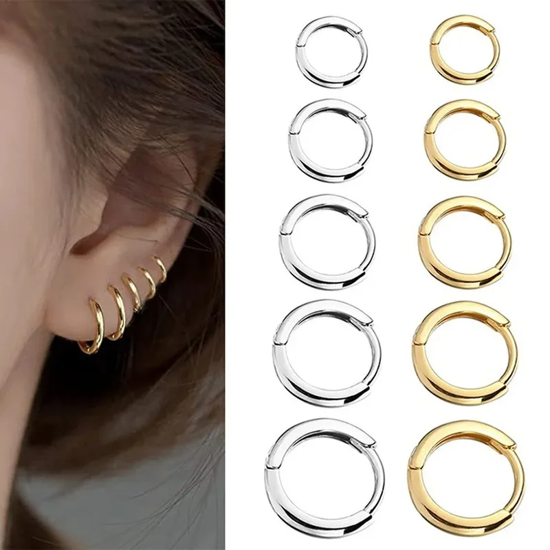 2PC/Set Round Circle Stainless Steel Small Hoop Earrings for Women Men Cartilage Ear Piercing Jewelry Pendientes Hombre Mujer