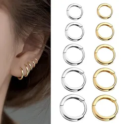 Pendientes de aro pequeños de acero inoxidable para Hombre y Mujer, Piercing de oreja de círculo redondo, joyería para cartílago, 2 unidades por juego