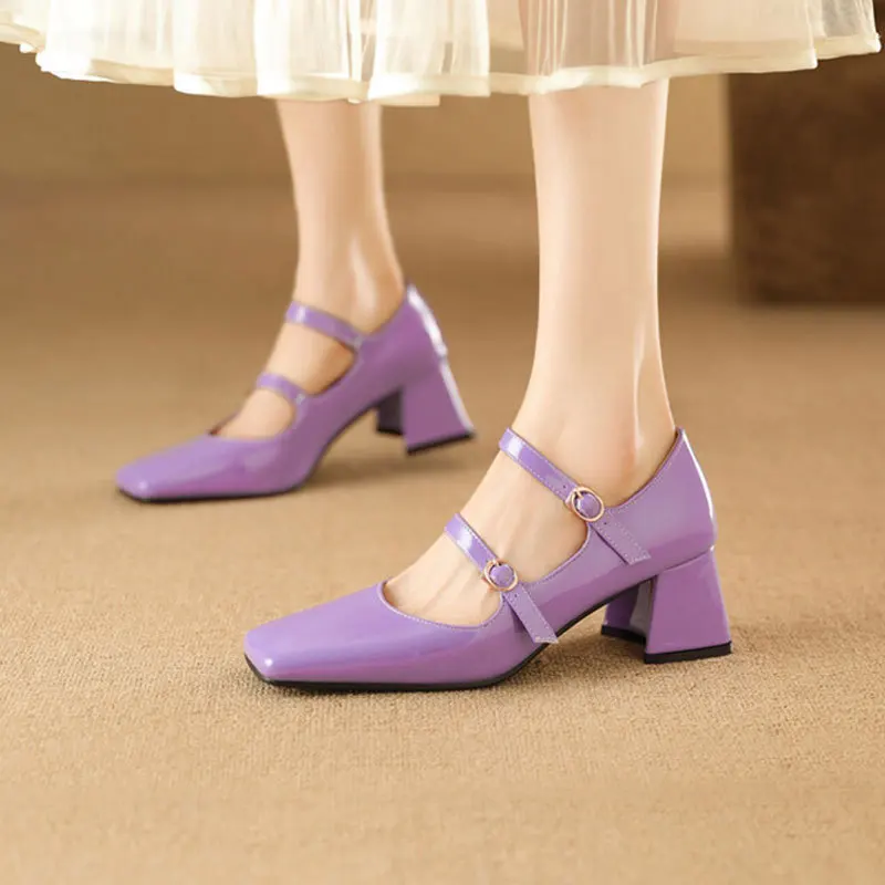 

Повседневная женская обувь без шнуровки с квадратным носком в африканском стиле, массивные сандалии, короткие туфли-лодочки на шнуровке Мэри Джейн, удобные бордовые туфли без шнуровки