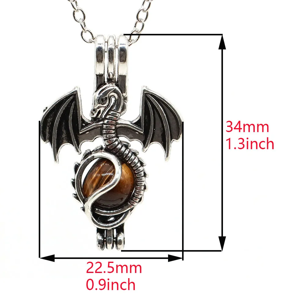 Animal Dragon Necklaces For Man Women Natural Stone Rose Quartz Round Bead Crystal Pendants Fashion Jewelry Chakra Gifts