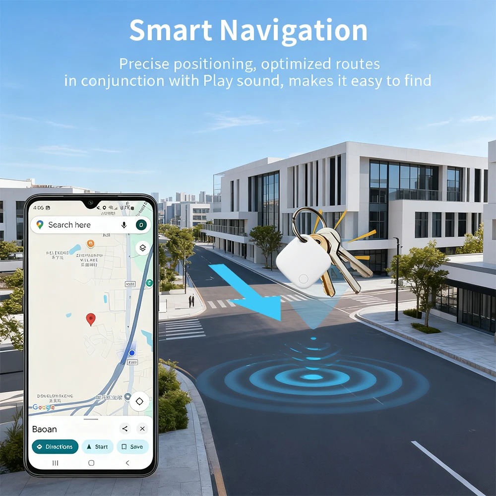 Etiqueta Inteligente con Bluetooth, Paquete de 4 Localizadores, Funciona con Android Find Hub, Buscador de Llaves, Localizador de Objetos Antipérdida