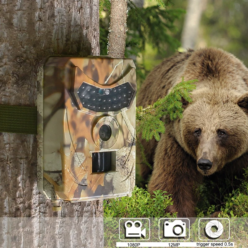 Outdoor 12MP Trail Camera Hunting Camera  Wild Animal Detector Waterproof Monitoring Infrared Heat Sensing Night Vision Outdoors