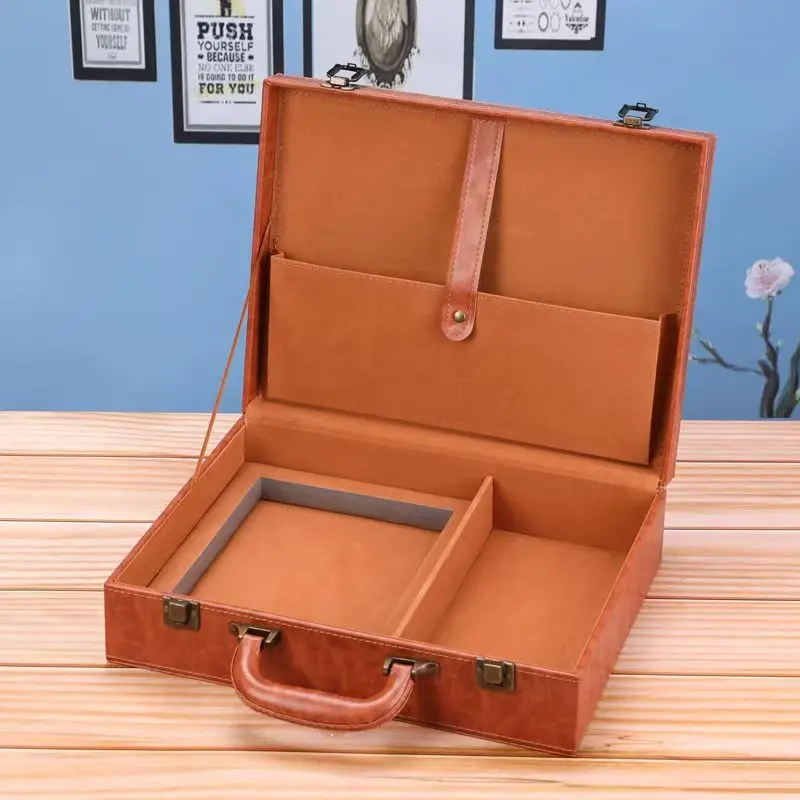 High end PU Leather Delivery Box Real Estate Hand Room Key Box Gift Case Briefcase Data Storage