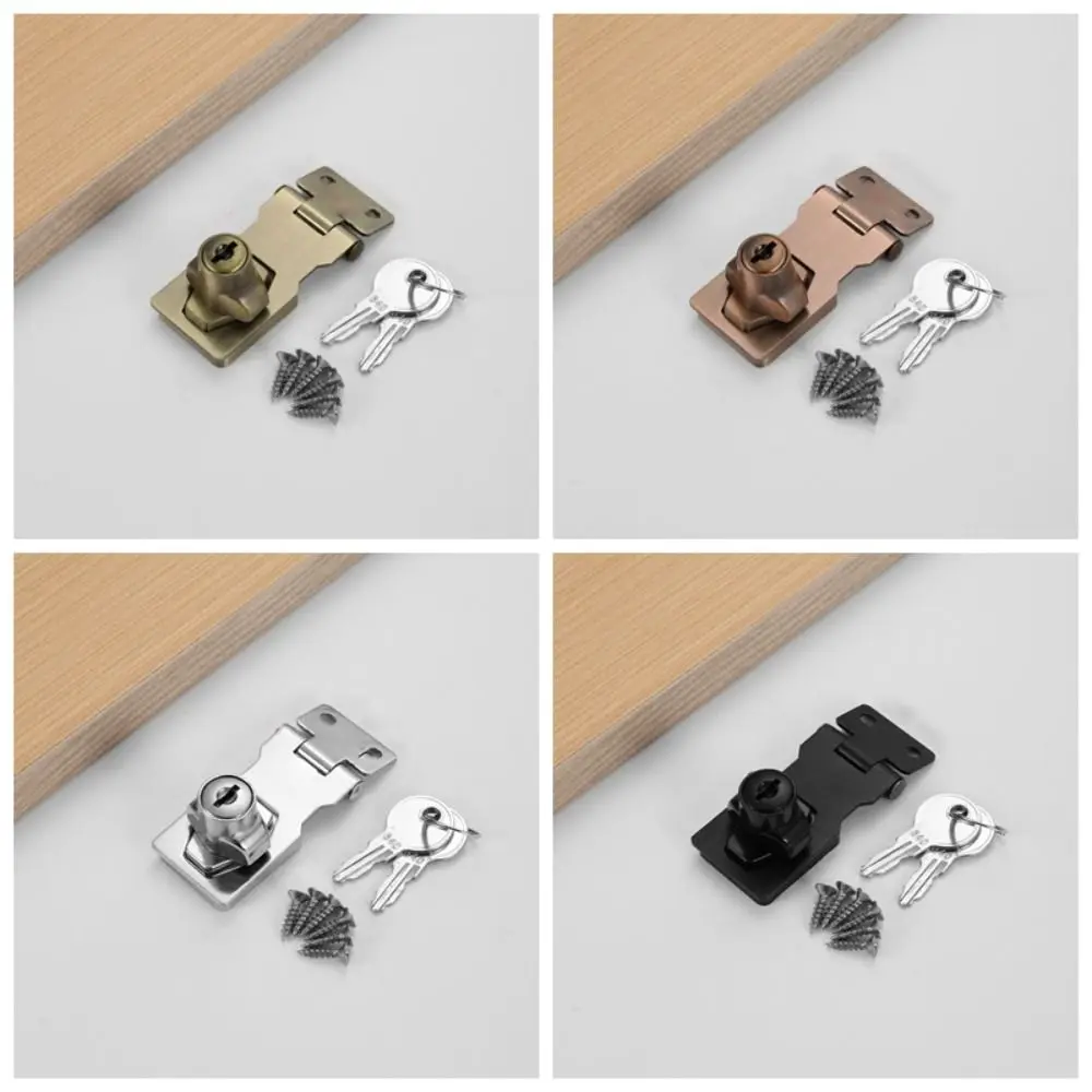 Kunci Furnitur Keamanan Portabel Gesper Pintu Kayu Keamanan Anti Maling Tanpa Pukulan Dipertebal dengan 2 Kunci Perangkat Keras