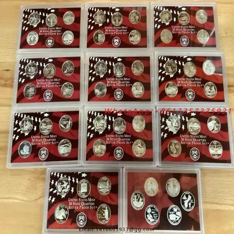 Brand New 1999 to 2009-S US Silver Quarter Proof Sets Complete Run of 11 in Custom Case for Plc