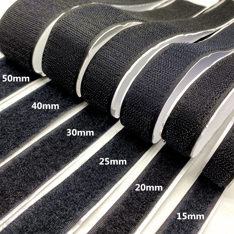 A Pair 1 yard 15mm-50mm Black White Self-Adhesive Fastener Tape Hook and Loop Ta Sewing Accessories