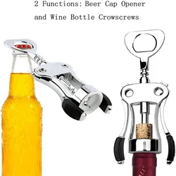 Wine Opener Zinc Alloy Bottle Opener  Corkscrew Wine Bottle Opener, Waiters Corkscrew Cork and Beer Cap Bottles Openers Remover