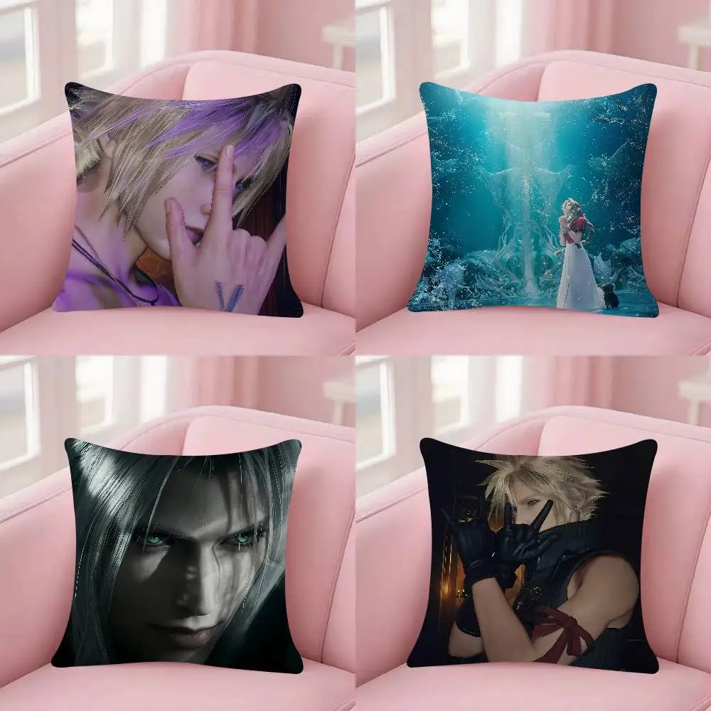 Game F-Final F-Fantasy VII 45*45cm Cushion Cover Cushion Covers Natural Linen Breathable Sofa Bedroom Decor Pillowcase