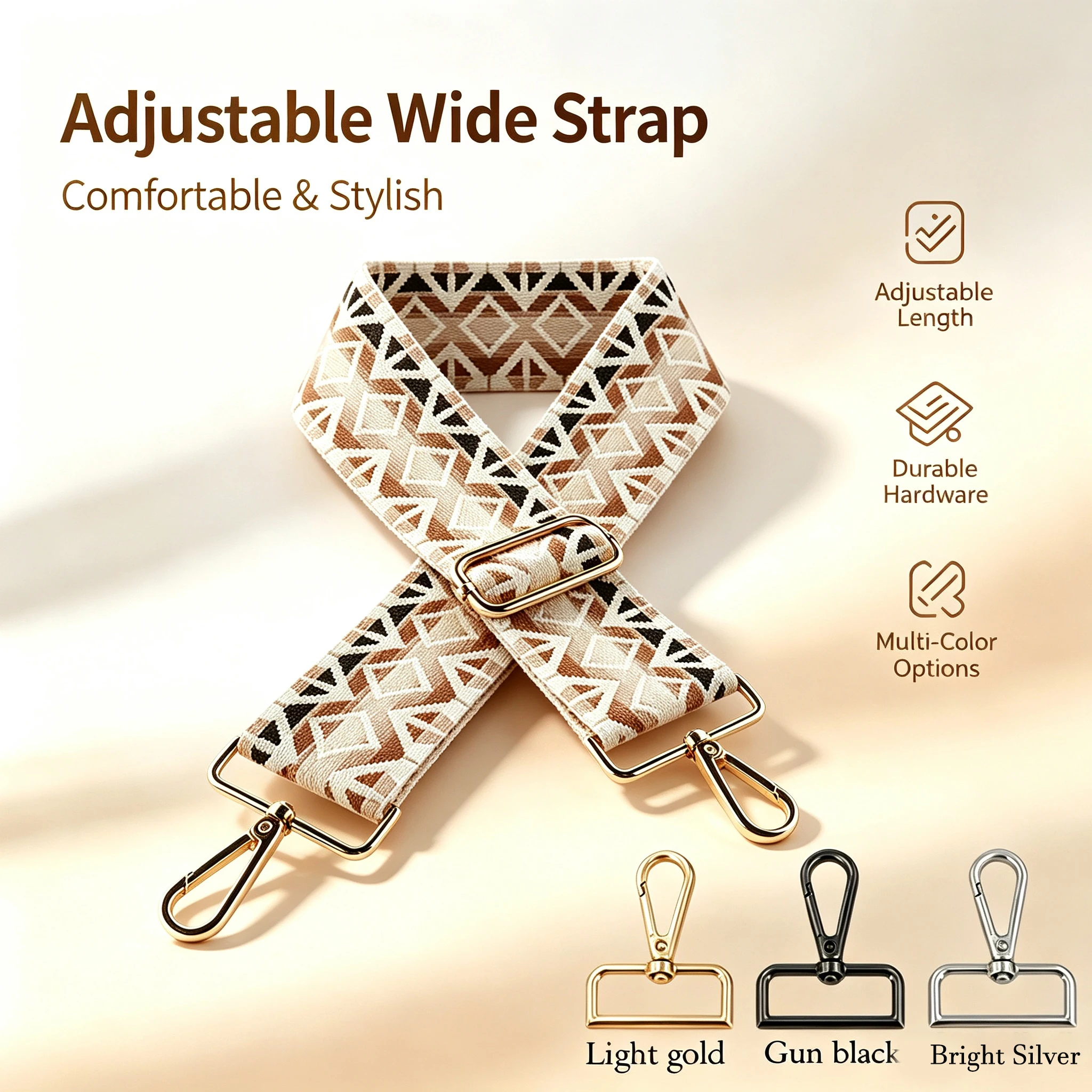 5CM Wide Diy Single Shoulder Crossbody Strap Adjustable Jacquard Pattern Strap Bag Strap Striped All-In-One Bag Strap