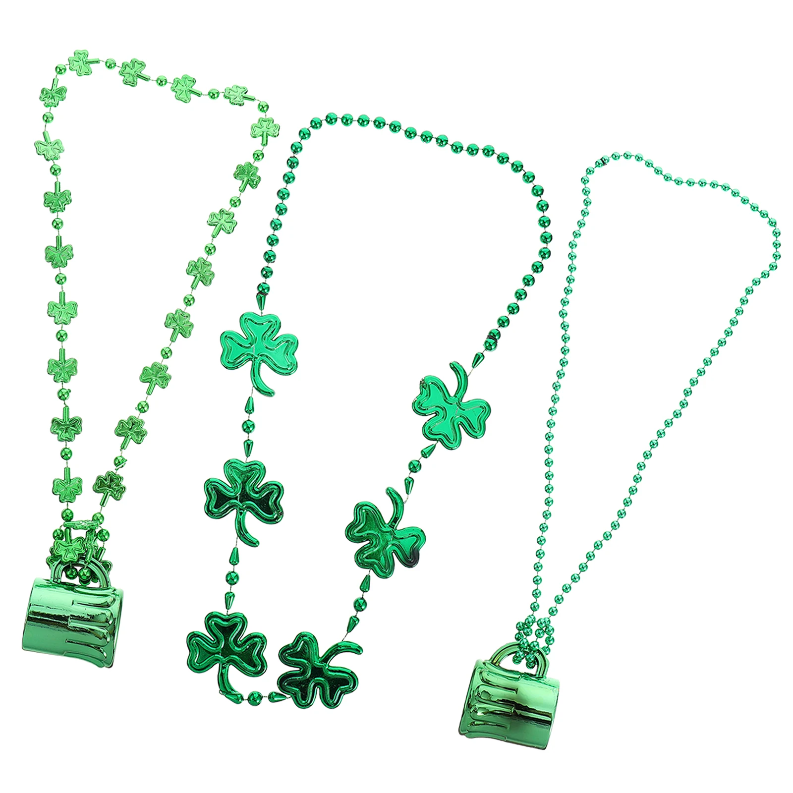 

Patricks Day Accessories Clover Necklace Shamrock Chain Party Favor